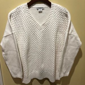 Liz Claiborne Petite White Patterned Sweater size XL